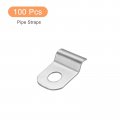 Uxcell 100 Pcs Pipe Strap Fit For 8in 3mm 304 Stainless Steel Clamp With 1 Hole Conduit Or Fixing