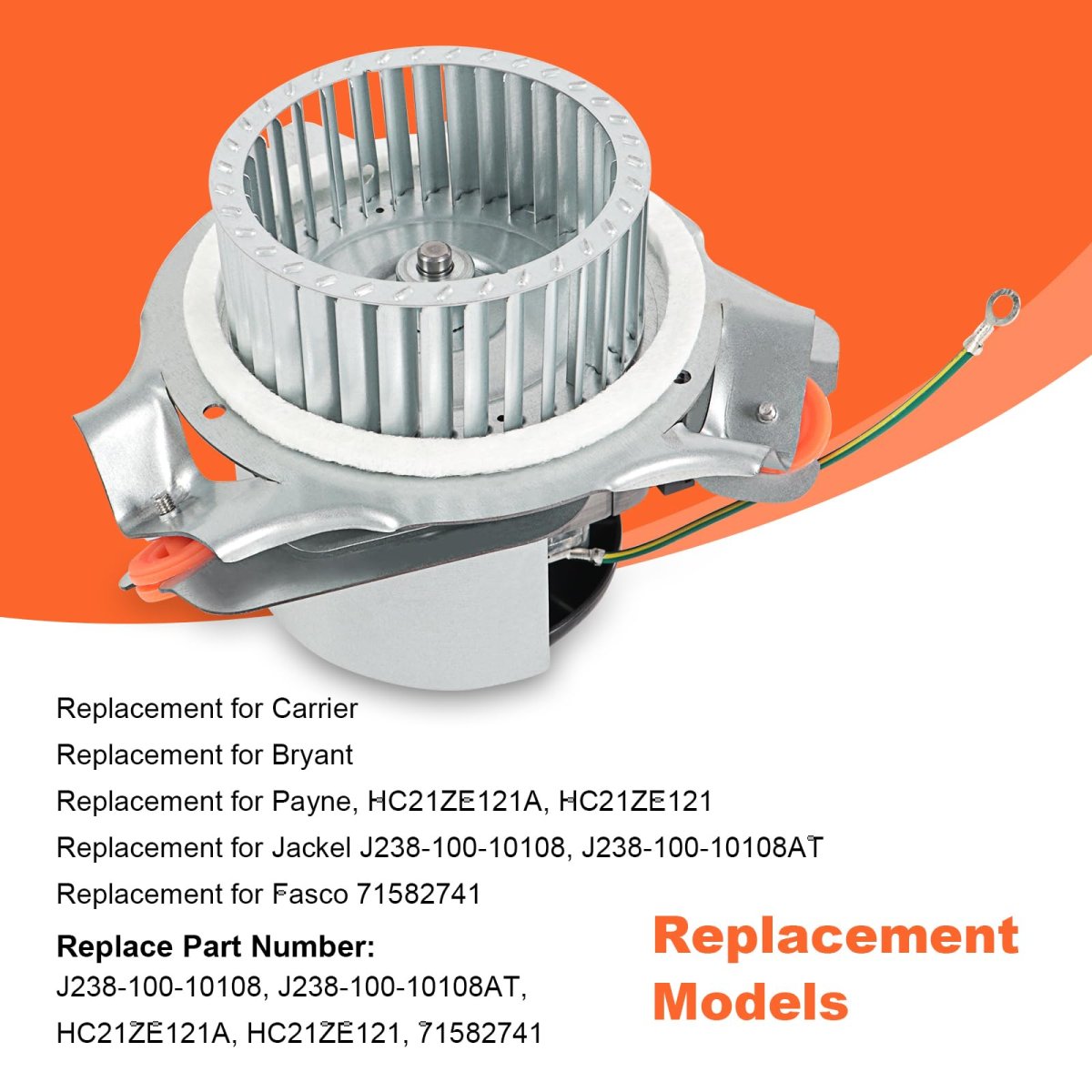 Furnace Draft Inducer Motor Kit Hc21ze121a For Carrier Bryant Payne Replacement Jackel J238 100 10108 10108at Fasco 71582741