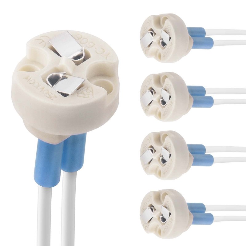 Dicuno G4 Gu5 3 Bi-pin Ceramic Base Socket Mr16 Mr11 Halogen Incandescent Led Bulb Holder Wire Connector 5pcs