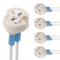 Dicuno G4 Gu5 3 Bi-pin Ceramic Base Socket Mr16 Mr11 Halogen Incandescent Led Bulb Holder Wire Connector 5pcs