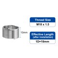 10pcs Wire Thread Inserts M18 X 1 5 1d 18mm Metric 304 Stainless Steel Helical Type Coiled Repair Kit Screw Threaded Sleeve