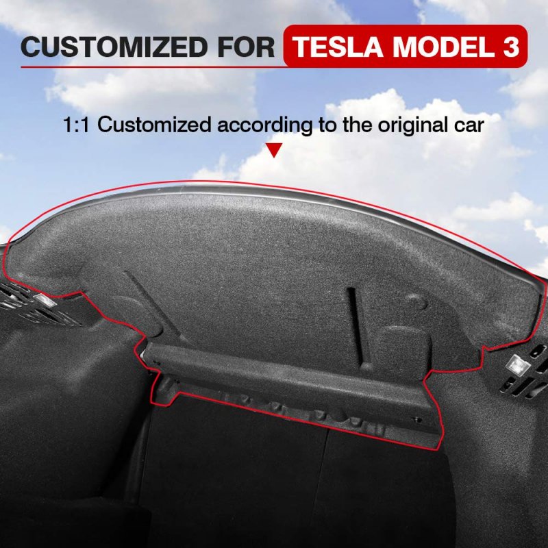 Mixsuper Rear Trunk Soundproof Mats For 2017-2022 Tesla Model 3 Engine Hood Sound Deadening Protective Pad Noise Reduction