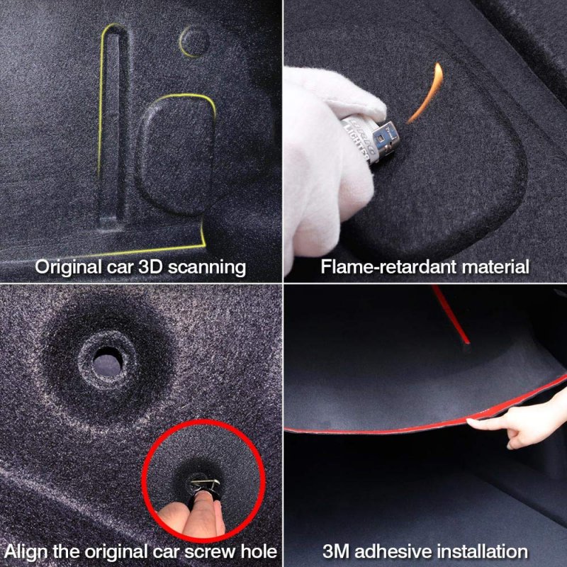 Mixsuper Rear Trunk Soundproof Mats For 2017-2022 Tesla Model 3 Engine Hood Sound Deadening Protective Pad Noise Reduction