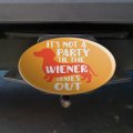 It S Not A Party Til Wiener Comes Out Dachshund Dog Funny Oval Tow Trailer Hitch Cover Plug Insert