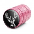Deer Head Illustration Valve Stem Caps For Tire Rim Wheel Aluminum Pink