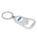 Ford White Logo Chrome Finish Flat Bottle Opener Metal Key Chain