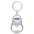 Ford White Logo Chrome Finish Flat Bottle Opener Metal Key Chain