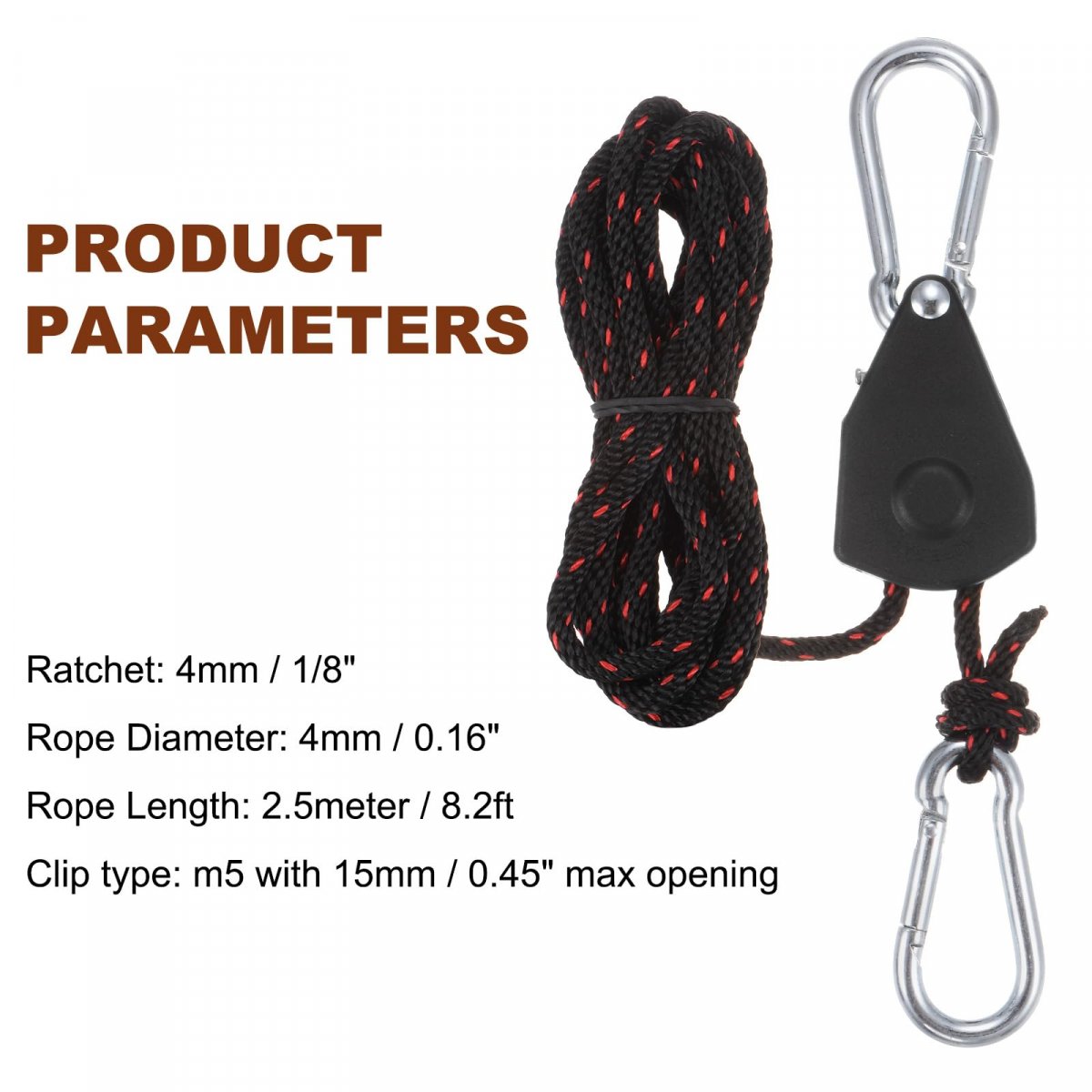 2pcs 1 8 4mm Adjustable Ratchet Rope Hanger With Metal Gears 2ft 2 5meter Strap Ratcheting Pulley System Bungee Cord For