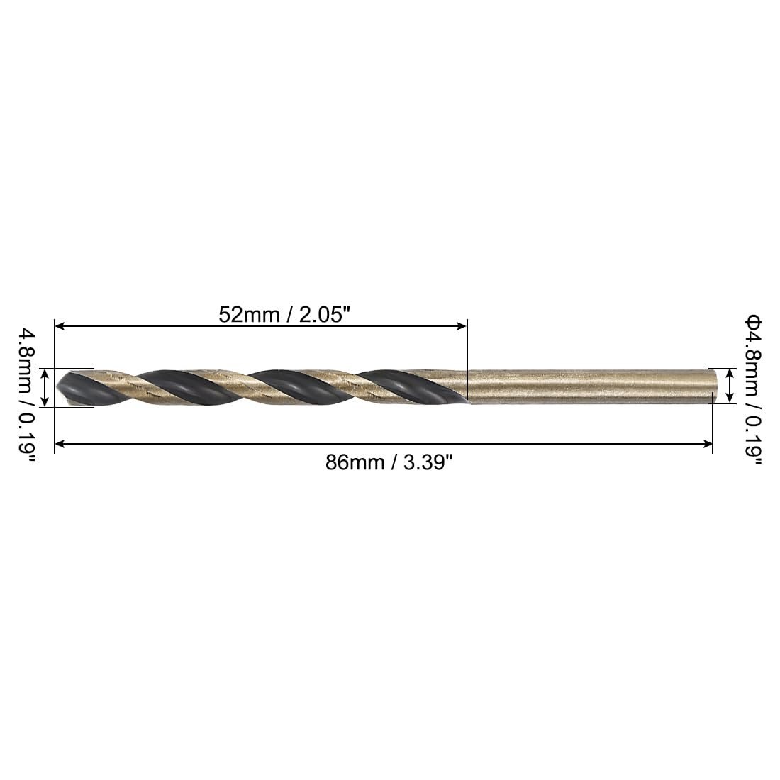10pcs Straight Shank Twist Drill Bits 4 8mm Gold Titanium Black Nitride Coated High Speed Steel Hss341 With 4 For Stainless