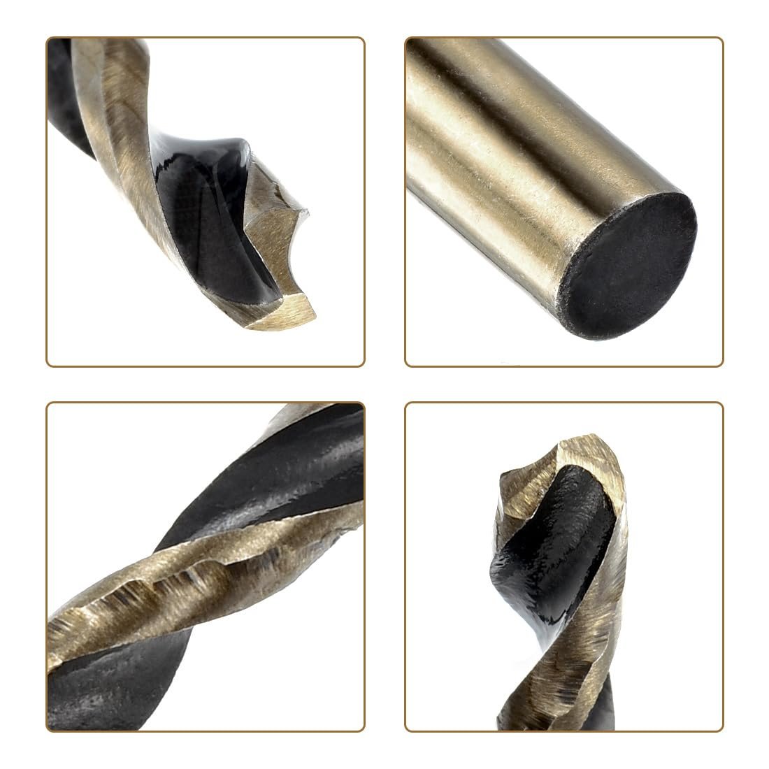 10pcs Straight Shank Twist Drill Bits 4 8mm Gold Titanium Black Nitride Coated High Speed Steel Hss341 With 4 For Stainless