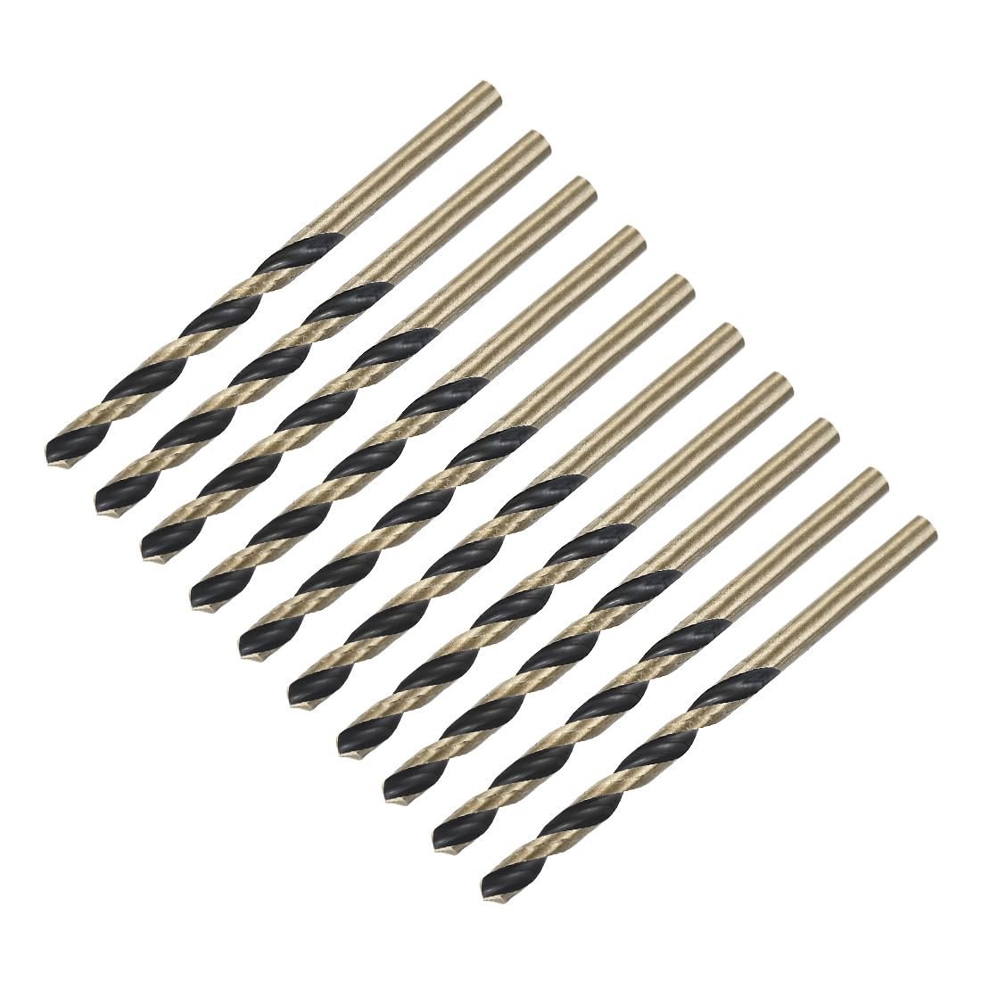 10pcs Straight Shank Twist Drill Bits 4 8mm Gold Titanium Black Nitride Coated High Speed Steel Hss341 With 4 For Stainless