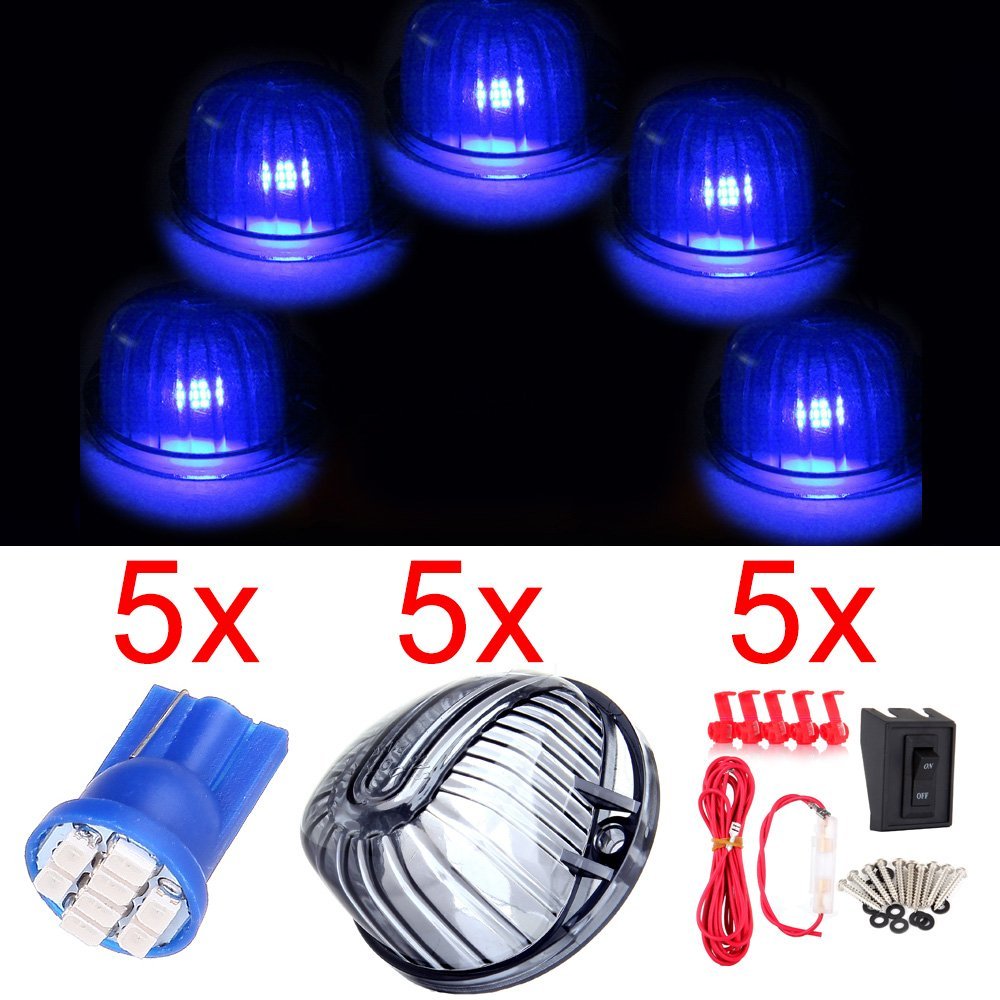 5pcs 9069a Cab Running Marker Light Lamp Smoke Round-shape Covers Wiring Pack Switch 8-3020-smd 168 Blue Led Fit For Chevrolet
