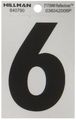 The Hillman Group 840790 3-inch Black On Silver Reflective Square-cut Mylar House Number 6 