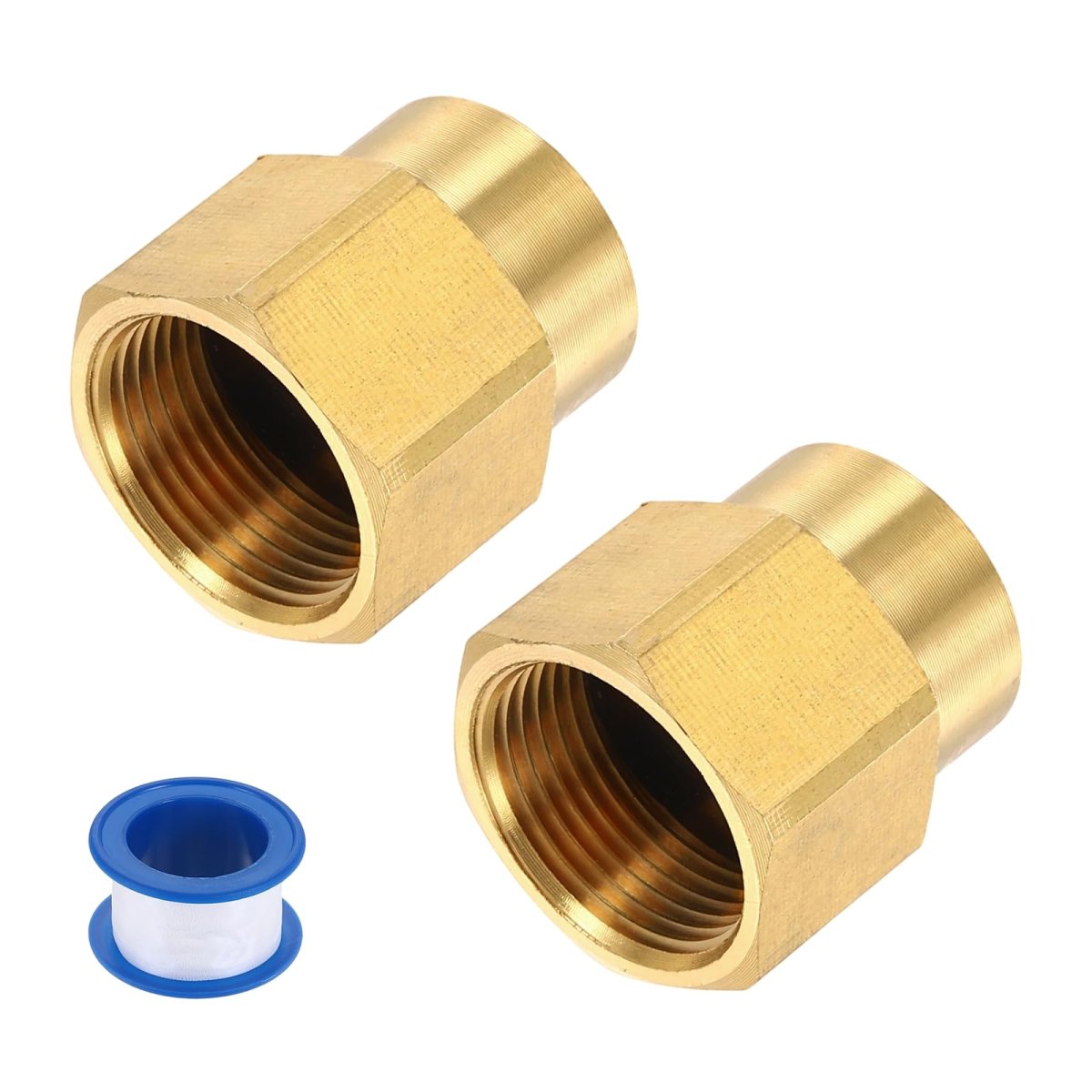 2pcs Pressure Washer Adapter M18 Female To M22 Quick Connect Fittings Brass Swivel With Sealant Tape For Power Washers Hose
