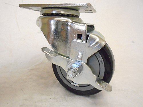 3-1 2 X 1-1 4 Swivel Caster Black Polyurethane Wheel With Brake 300 Lbs Tool Box