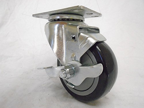 3-1 2 X 1-1 4 Swivel Caster Black Polyurethane Wheel With Brake 300 Lbs Tool Box