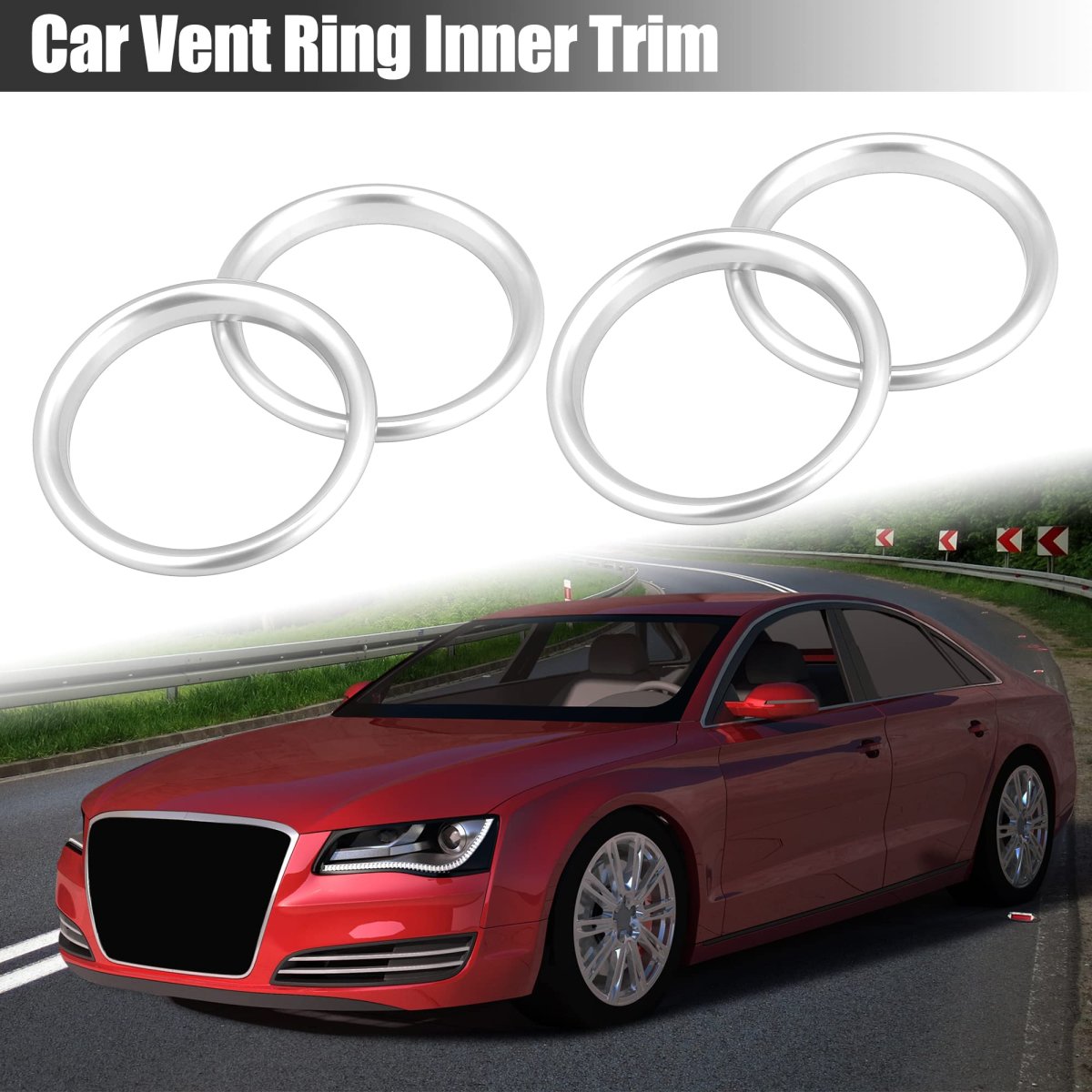 4 Pcs Silver Tone Air Conditioner Vent Ring Inner Trim Aluminum Alloy Decoration Cover For Audi A3 S3 Q2l 2013-2021