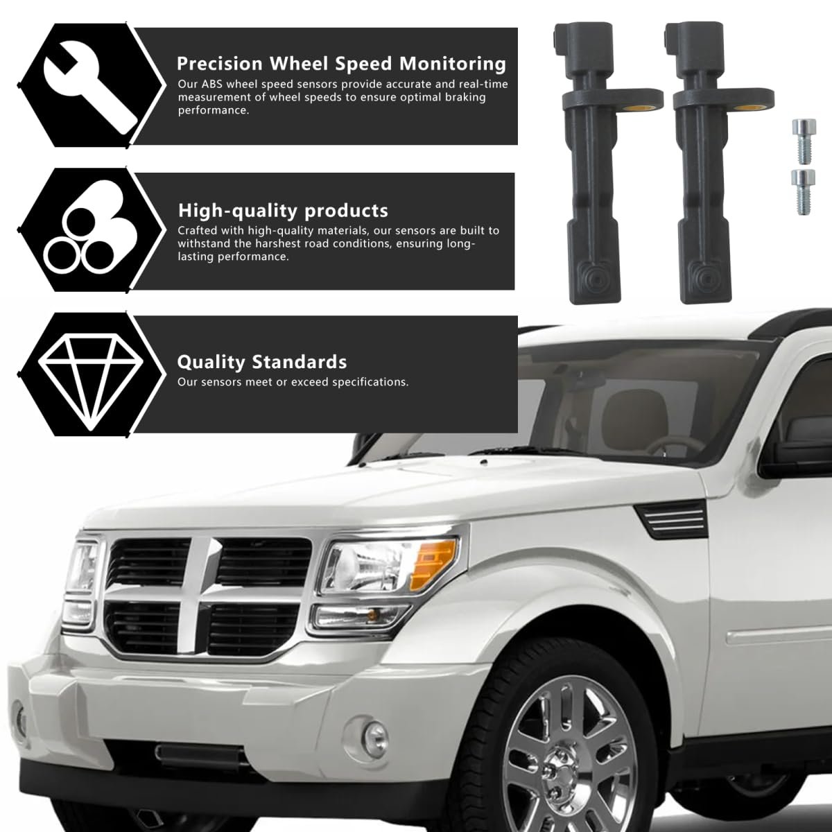 Rear Abs Wheel Speed Sensor Left Right Fit For Jeep Wrangler 07-17 Liberty 08-12 Dodge Nitro 07-11 Driver Passenger Replaces