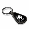 Ipick Image For Jeep Willys Star Logo Black Dome Dark Gunmetal Metal Teardrop Key Chain Keychain Official Licensed