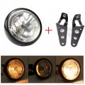 Fydun Motorcycle Led Headlight 7 Inches Universal 12v H4 35w Round Yellow With Black Bracket