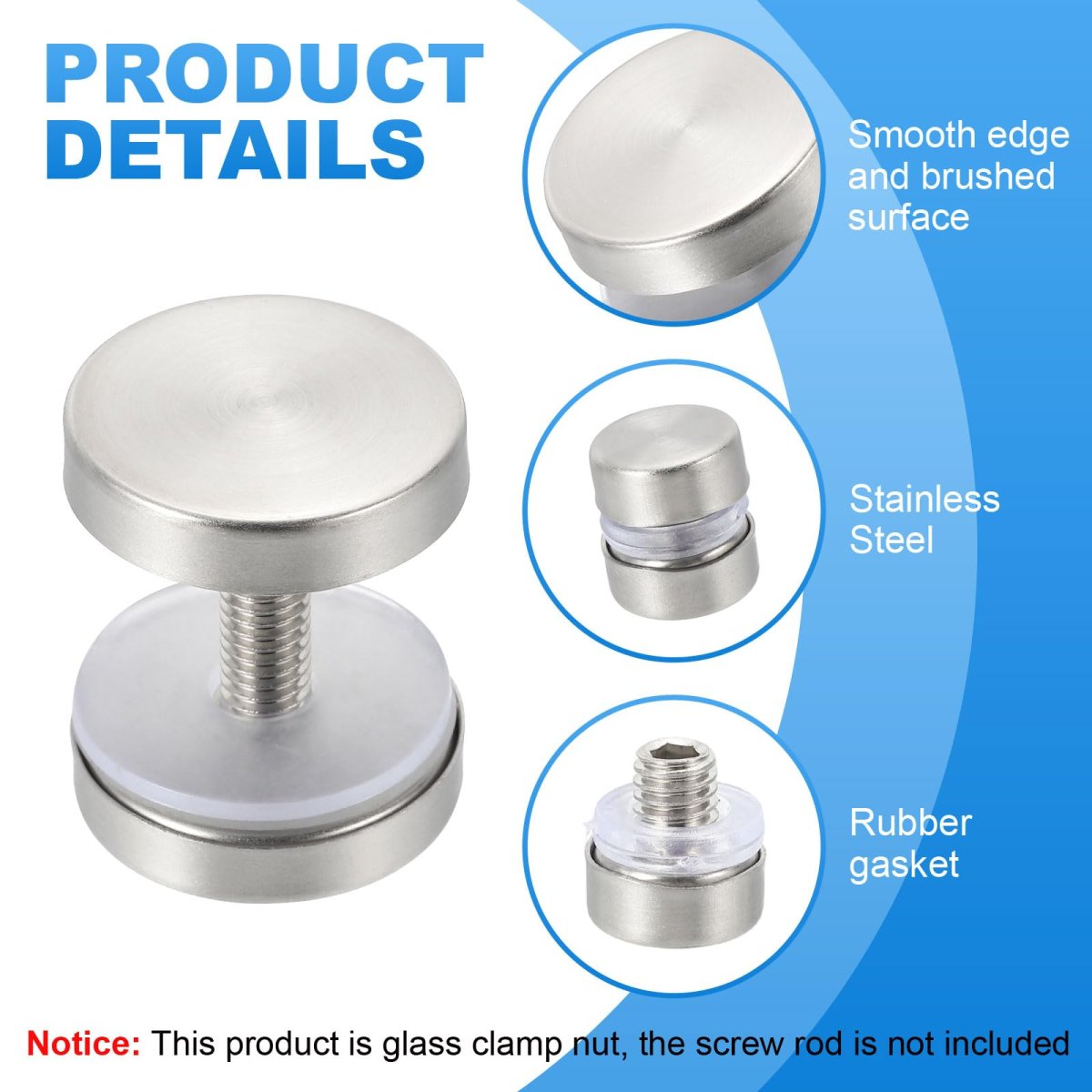 8 Pcs Standoff Screw Caps 0 63 Dia Stainless Steel Nail Accessory Glass With Rubber Gaskets For Acrylic Frame Advertising Board