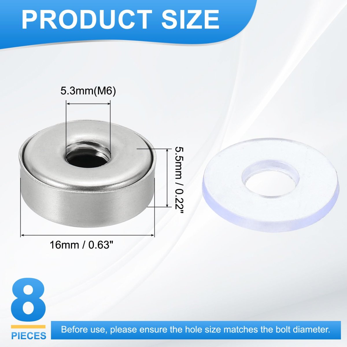 8 Pcs Standoff Screw Caps 0 63 Dia Stainless Steel Nail Accessory Glass With Rubber Gaskets For Acrylic Frame Advertising Board