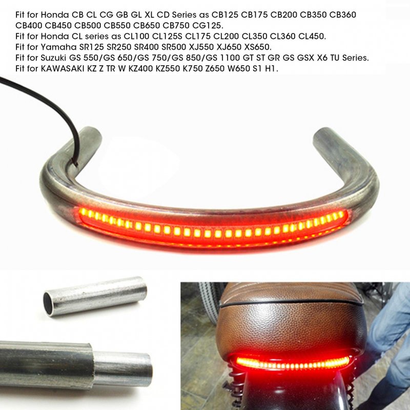 Rear Seat Loop Motorcycle Tail Hoop Frame For Cafe Racer Style Flat Pipe Tube Fit Honda With Brake Turn Signal Light 210mm 8