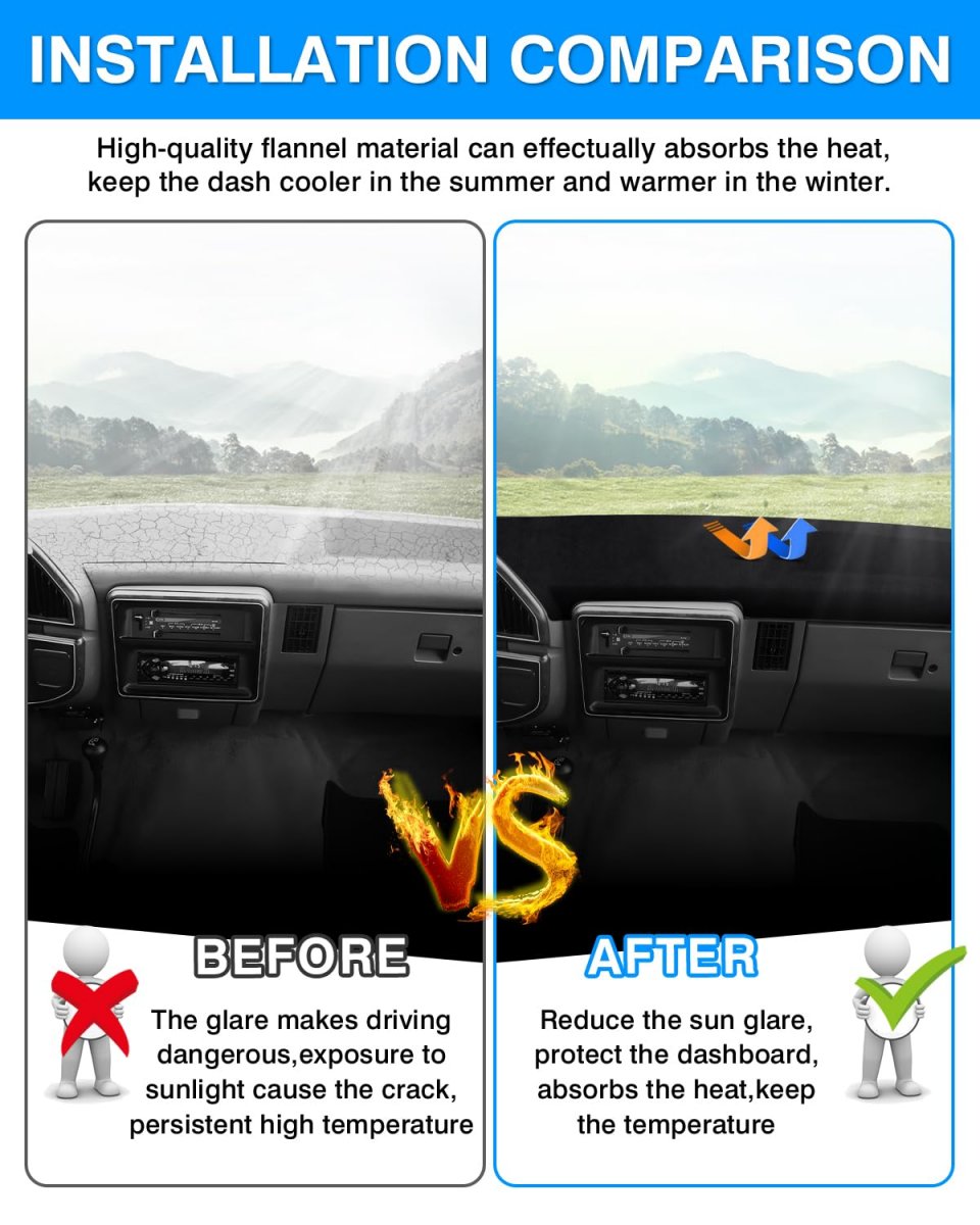 Dashboard Cover Mat For 1987 1988 1989 1990 1991 Ford F150 F250 F350 Bronco Uv Rays Protector And Glare Reducer Dash