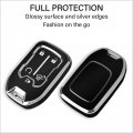 Qbuc For Gmc Key Fob Cover With Keychain Chrome Silver Trim Soft Tpu Protection Case Acadia Sierra Terrain And Chevy Silverado