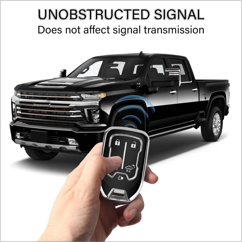 Qbuc For Gmc Key Fob Cover With Keychain Chrome Silver Trim Soft Tpu Protection Case Acadia Sierra Terrain And Chevy Silverado