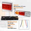 X Autohaux 2pcs 19 Led Trailer Lights 12v-36v Turn Signal Brake Tail Arrow Shape With White Shell For Utility Truck Red Yellow