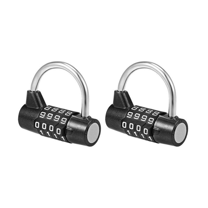 4-digit Combination Padlock 2-inch Resettable Lock For Gate Locker Black 2pcs