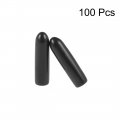 100pcs Rubber End Caps 2mm Id Vinyl Round Tube Bolt Cap Cover Screw Thread Protectors Black