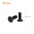 Uxcell M4-0 7x12mm Flat Head Torx Anti Theft Machine Screws 20pcs 10 9 Grade Alloy Steel Drive Countersunk Full Thread Black