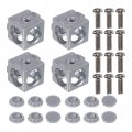Uxcell 4set 20x20x20mm 3-way Corner Bracket Cube Aluminum Alloy Block For 3030 Series Extrusion Profile With Screws