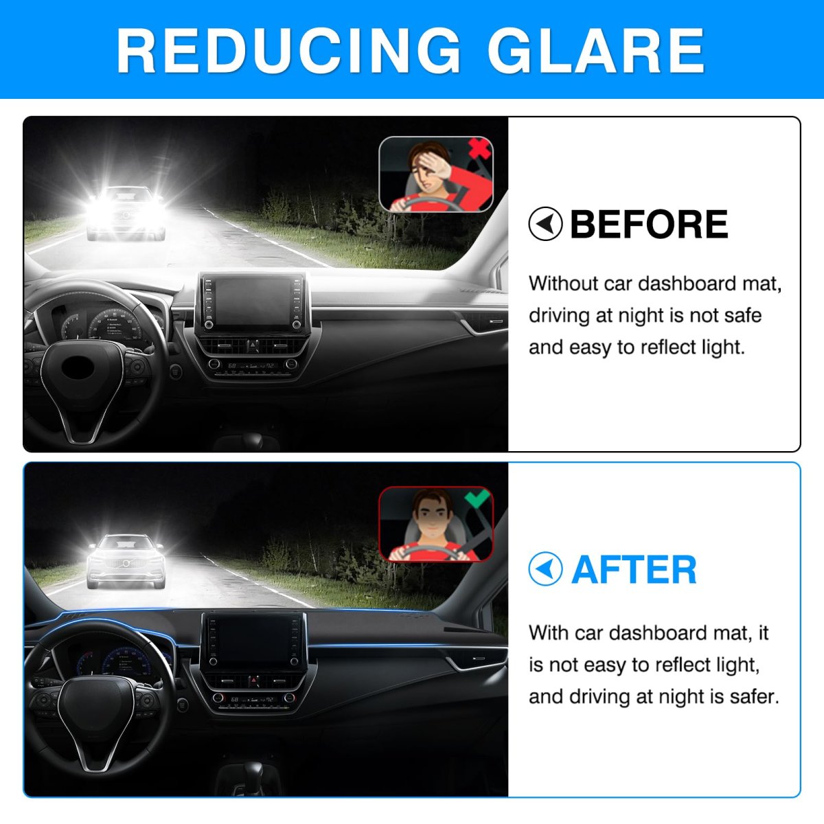 Gray Dashboard Cover Mat For Toyota Corolla 2019 2020 2021 2022 2023 2024 2025 2026 Lhd Polyester Dash Sunshade Glare Uv Rays
