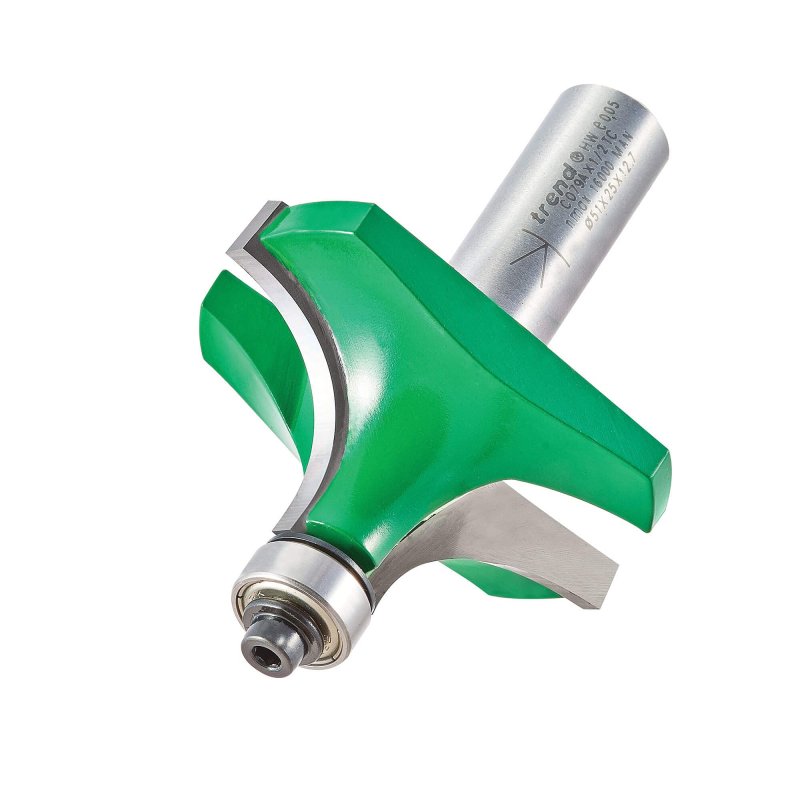 C079ax1 2tc Rounding Over Router Bit 19mm Radius 25mm Cut Carbide Guided Ovolo Cutter With Two Bearings