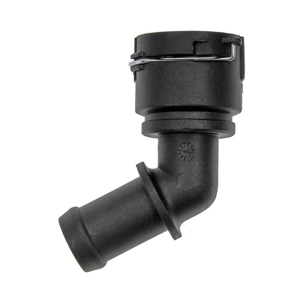 Coolant Hose Connector For Volkswagen Cc 2009 To 2017 Plastic Black Barb And Quick Disconnect Fitting 45 Degrees Angle