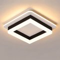 Caneoe Square Modern Led Ceiling Light Fixture 24w Black Flush Mount Hallway Small Close To Lamp For Living Room Bedroom 
