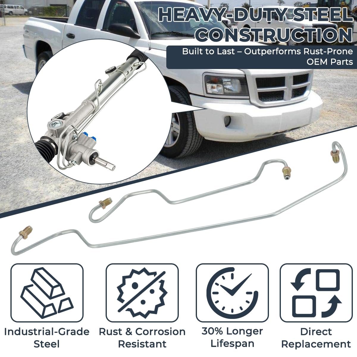 Rack And Pinion Transfer Line Hard Hydraulic Lines For Dodge Dakota 2005-2010 Mitsubishi Raider 2006-2009