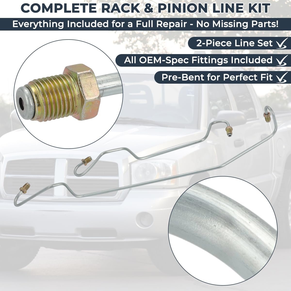 Rack And Pinion Transfer Line Hard Hydraulic Lines For Dodge Dakota 2005-2010 Mitsubishi Raider 2006-2009