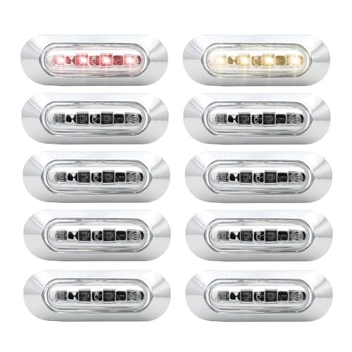 Tmh 10 Pcs 3 6 Inch Submersible 4 Led Clear Lens Red Amber Side Marker 5 10-30v Dc Truck Trailer Lights Rear Light Boat Cab Rv