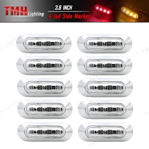 Tmh 10 Pcs 3 6 Inch Submersible 4 Led Clear Lens Red Amber Side Marker 5 10-30v Dc Truck Trailer Lights Rear Light Boat Cab Rv