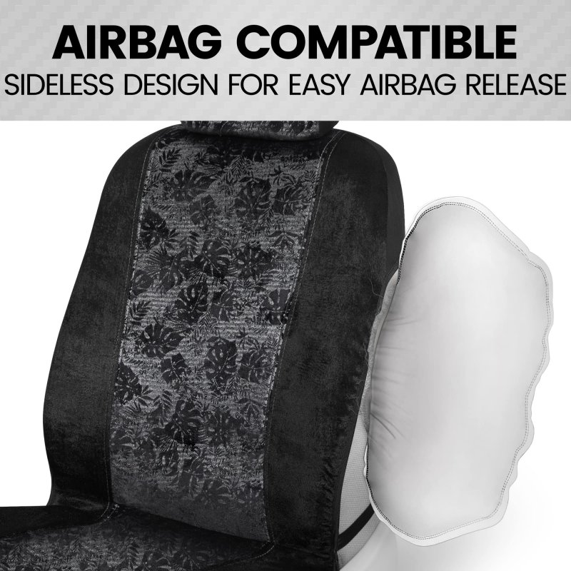 Bdk Black Maui Car Seat Covers For Fronts 2 Pack A Tropical Pattern Seat Cover Set With Matching Headrest Sideless Design Easy