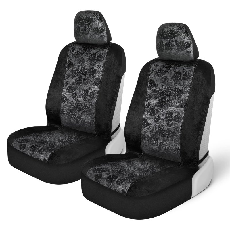 Bdk Black Maui Car Seat Covers For Fronts 2 Pack A Tropical Pattern Seat Cover Set With Matching Headrest Sideless Design Easy