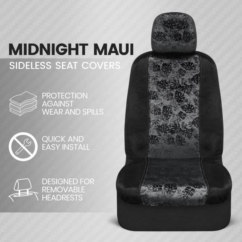Bdk Black Maui Car Seat Covers For Fronts 2 Pack A Tropical Pattern Seat Cover Set With Matching Headrest Sideless Design Easy