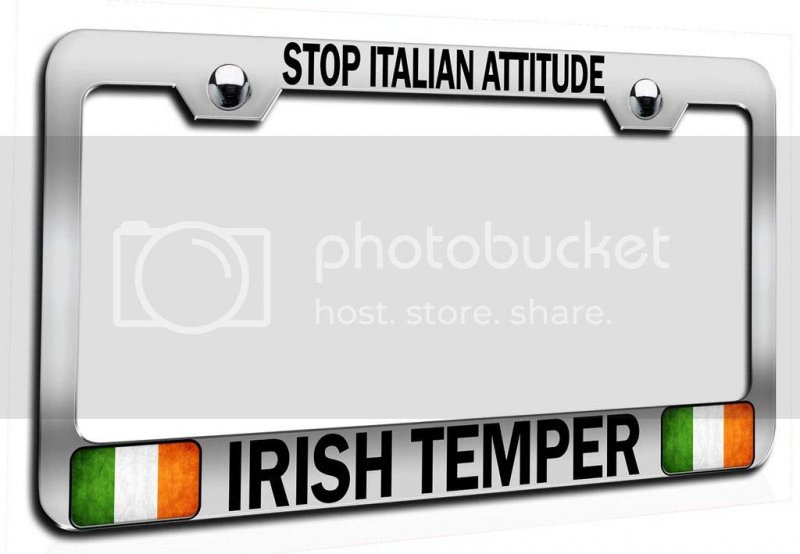 Stop Italian Attitude Irish Temper Chrome Metal License Plate Frame Tag Holder U46