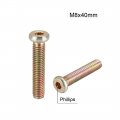 Uxcell M8x40mm Furniture Screw Hex Socket Machine Screws Zinc Plated Fasteners Bolts Full Thread Carbon Steel 20pcs