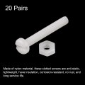 Uxcell 20 Pairs Nylon Screw Nut Assortment M4x30mm Slotted Pan Head Screws M4 Hex Nuts For Machinery Electronics White