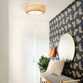 Aeyee Bamboo Flush Mount Ceiling Light Handwoven Rattan Fixture 3 Lights Boho Lamp For Bedroom Entryway Foyer 15-inch 